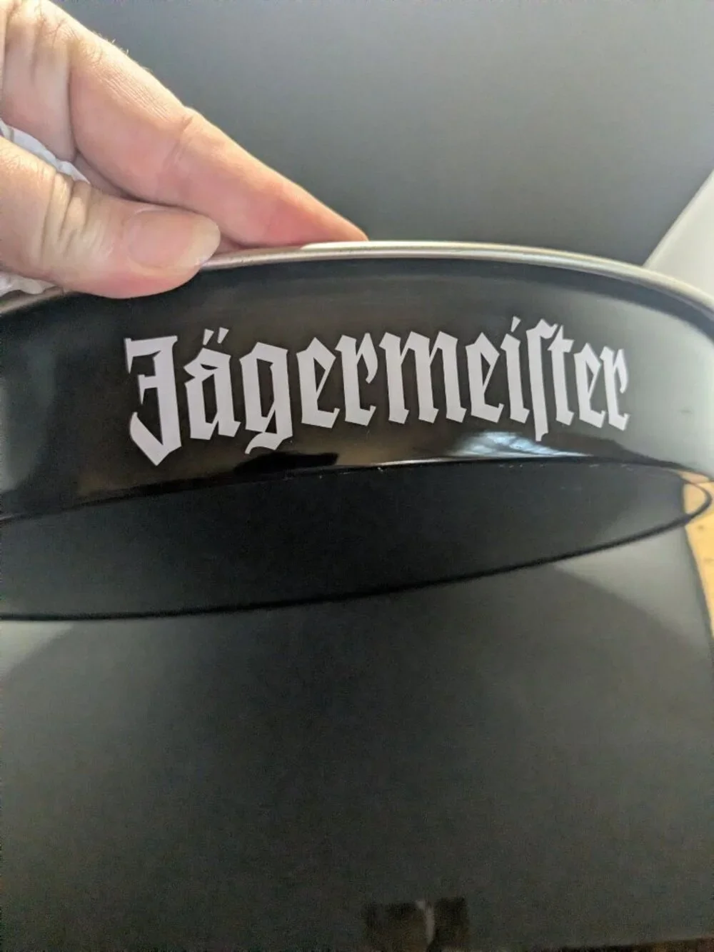 Jägermeister Bar Serving Tray 14-Inch Round Stag Logo Black Silver Metal